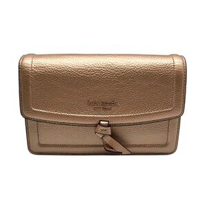 Kate Spade Rose Gold Pebbled Leather Knott Flap Crossbody Bag